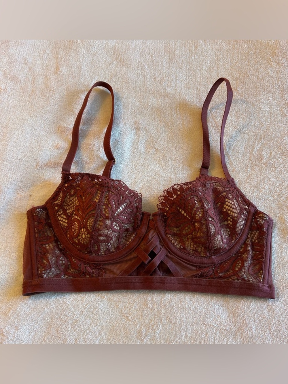 Adore Me Diara contour burgundy floral lace bra 32B